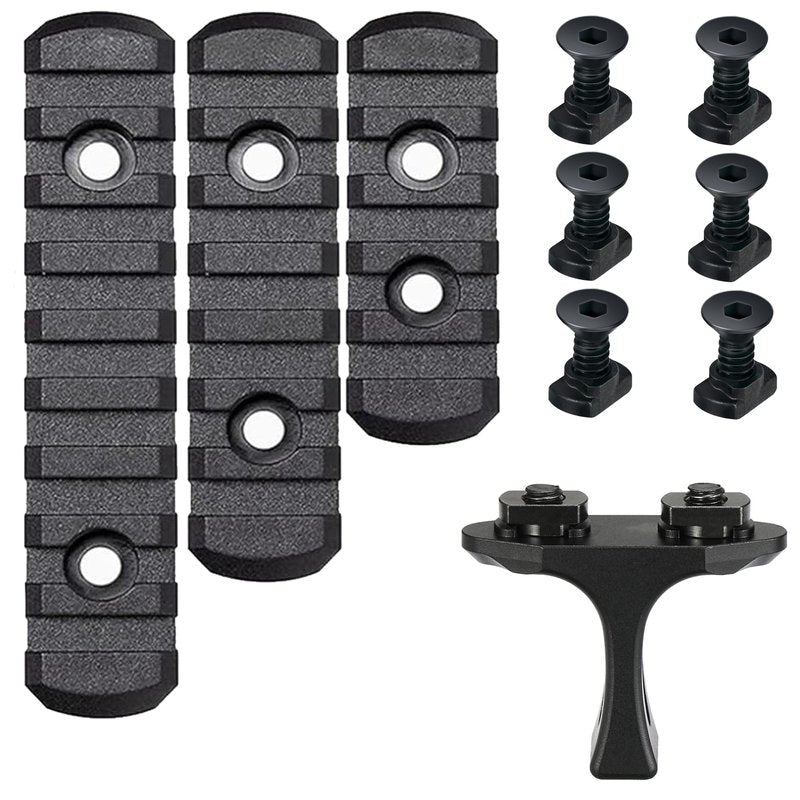 Single Picatinny Rail Set for Mlock 5 7 9 Slots Black