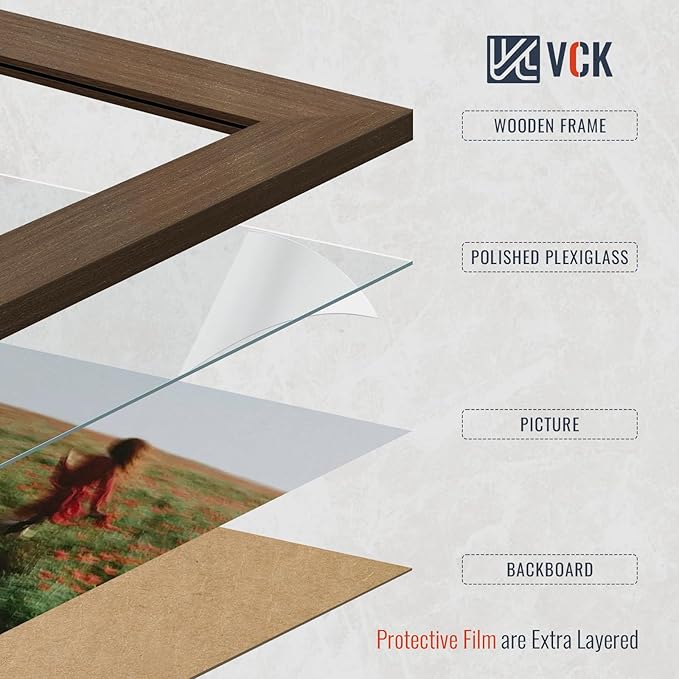 VCK 18x24 Brown Poster Frames 3 Pack, High-End Wood Wide Border Picture Frame,Multi-Directional Display Family Photos, Office Prints, Studio/Gallery/Home Artwork