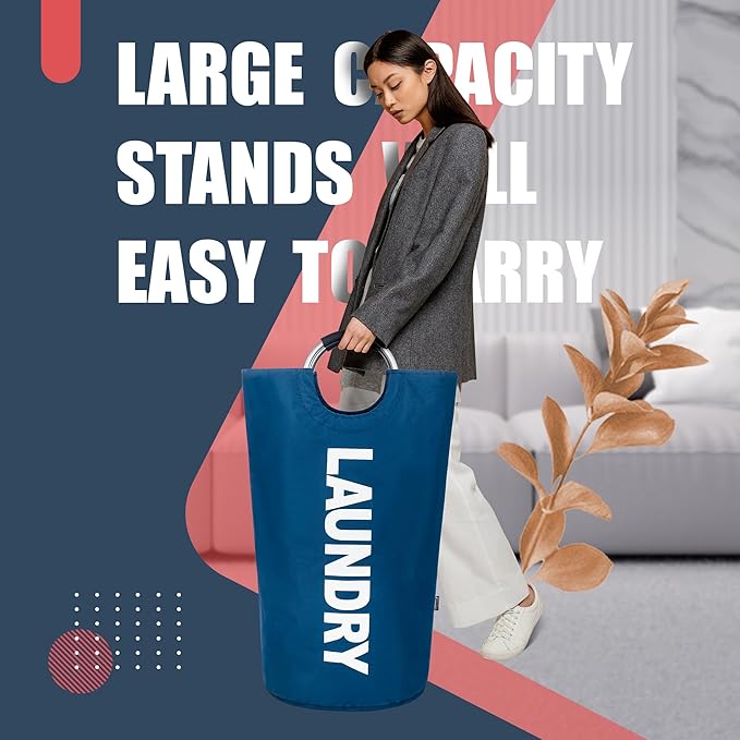 Caroeas 90L Laundry Basket (13 Colors), Waterproof Laundry Hamper, Laundry Bag with Padded Handles, Clothes Hamper Stands Up Well, Collapsible Laundry Basket Easy Storage