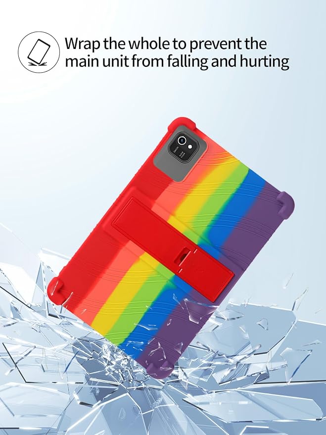 for kelankeke K10 Android 10-Inch TabletUYRUREL Skin-Friendly Soft Silicone Protective CaseFull Protection Against Drops and Scratcheswith Adjustable Viewing StandBlack.