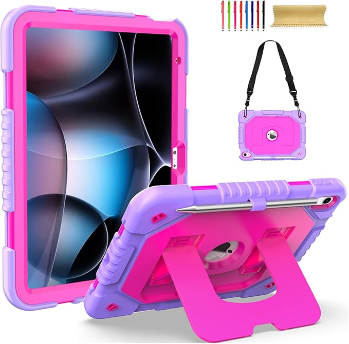 Dteck for Apple iPad 11 inch (A16 11th Gen) iPad 10.9 inch (10th Gen) Slim Clear Case with Kickstand Pencil Holder Reinforced Shockproof Corners Soft TPU Lightweight Protective Cover Transparent