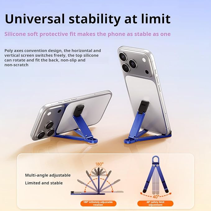 Aluminum Keychain Phone Stand Foldable and Portable with Full Rotation for Stable Hands Complimentary Viewing Multi Phone Mount