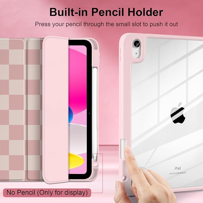 Case for iPad (A16) 11th Generation 11 inch 2025 /iPad 10th Gen 10.9 2022 - Aesthetic Cute Preppy Design Trifold Cover with Soft TPU Bumper Clear Back Auto Sleep/Wake Waves