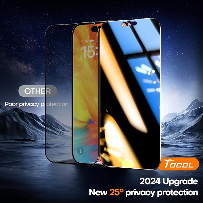 TOCOL for iPhone Air Screen Protector 9H Hardness Military Grade Shatterproof HD Tempered Glass Full Coverage Easy Installation 2 Pack