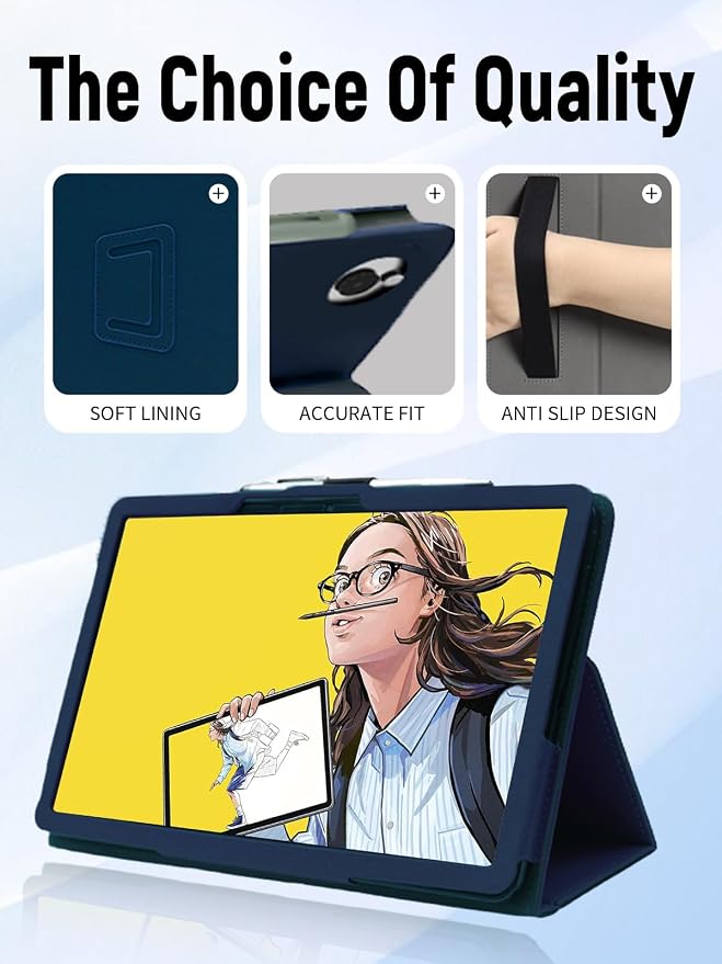 Case for Wacom MovinkPad 11 Tablet 11 Inch (Black) | PU Leather Folding Cover with Pen Holder and Wrist Strap Business Travel Portable