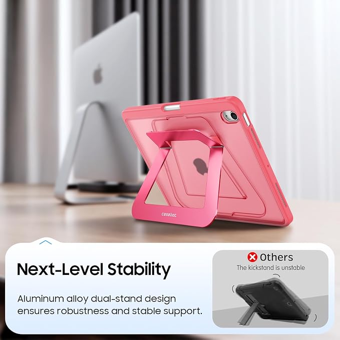 Fintie Shockproof Case for iPad Air 11-inch &amp iPad Air 5th/4th Gen 10.9 in | Slim Frosted Hard Back Cover Multi-Angle Viewing Built-in Kickstand &amp Pencil Holder Anti-Scratch Black