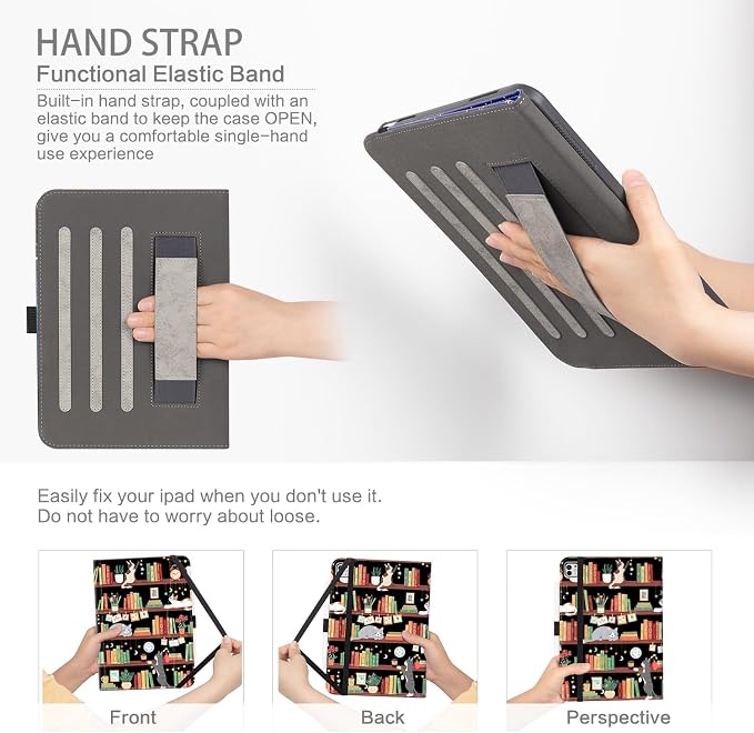 Case for iPad Air 13-inch M4/M3/M2 iPad Pro 12.9 6th/5th/4th/3rd Generation Case with Pencil Holder Multi-Angle Adjustable Stand Shockproof Pocket/Hand Strap/Auto Wake Sleep Sunflowers Butterfly