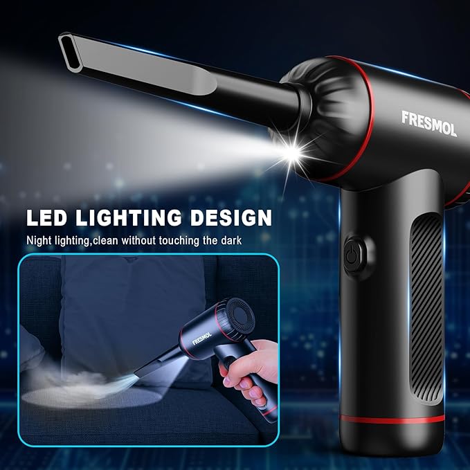 Compressed Air Duster,3 Gear Adjustable 100000RPM Electric Air Duster, Rechargeable Cordless Air Blower with LED Light for Computer Keyboard Electric Devices Cleaning. Replaces Compressed Air Cans
