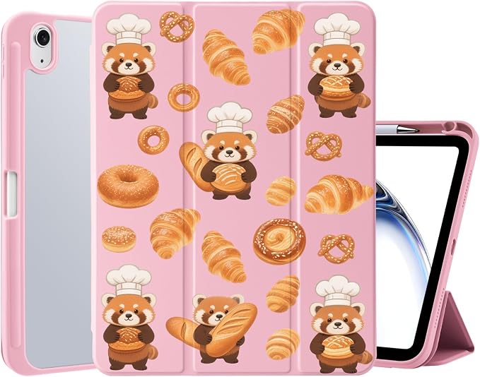 Cute Deer Fawn Rose Flowers Case for iPad 9th/8th/7th Generation | Cute Designs Cover for iPad 10.2 2021/2020/2019 Gen with Pencil Holder | Slim Clear Acrylic Back Auto Sleep/Wake Shell