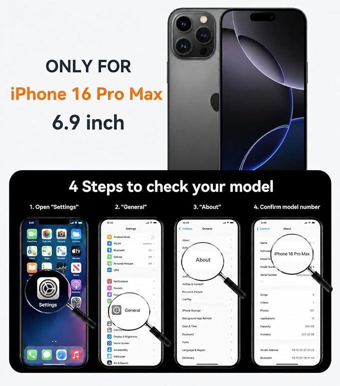 Magnetic Design for iPhone 16 CaseCompatible with MagSafe[Military Grade Drop Protection] Camera Lens Protector Cover Logo View Dust-Proof Matte Shockproof Protective CoverNavy Blue