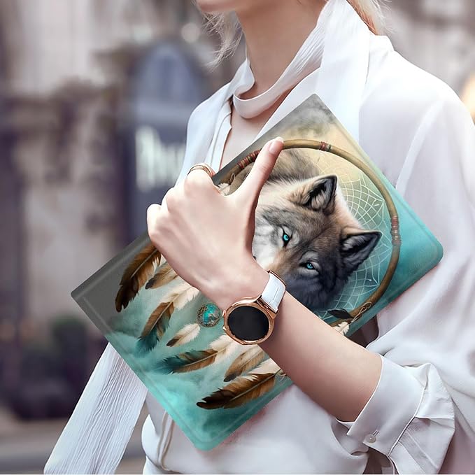 FUYOCWE for iPad Pro 13 Inch Case (M47th Generation2024 Model A2925A2926A3007)PU Leather Slim Folding Stand Case for iPad 13 7th GenAuto Sleep Wake Cover -A Dream Catcher Wolf