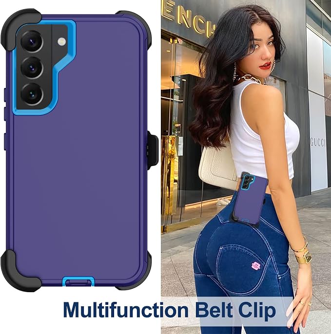 for Samsung Galaxy S22 Plus Case with Belt Clip Holster 2X Screen Protector [Military Grade Protection] Heavy Duty Full Body Shockproof Rugged Protective Cover for Samsung S22 Plus 5G Black