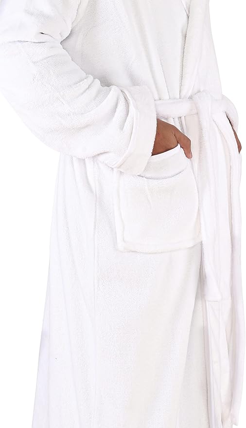 NY Threads Mens Robe with Hood, Luxury Plush Fleece Hooded Mens Bathrobe, Spa Bath Robe for Men