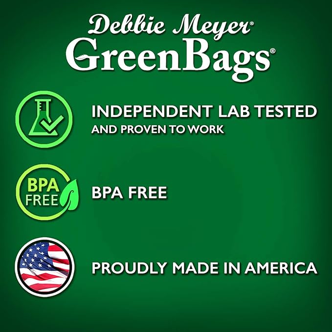 Debbie Meyer, GreenBags 20-Pack (8M, 8L, 4XL) | Reusable Storage Bags Keeps Fruit, Vegetables, Produce, Cut Flowers Fresh Longer, Kitchen & Fridge Preservation Solution, BPA Free, Made in the USA