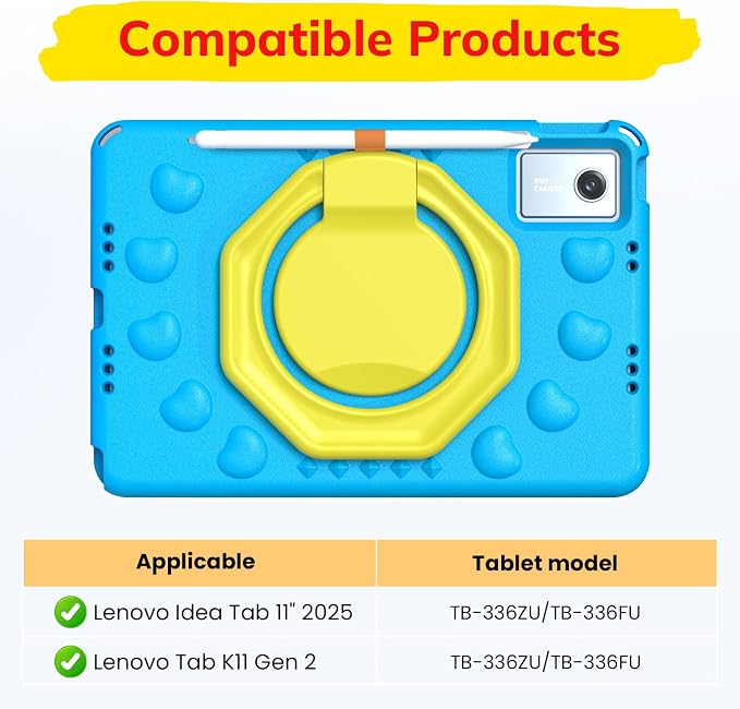 Kids Case for Lenovo IdeaTab11 2025/K11 Gen 2TB-336ZU/FU | Made of non-toxic odorless EVA materialStrong drop resistance，360 degree rotating support，Suitable for children's learning