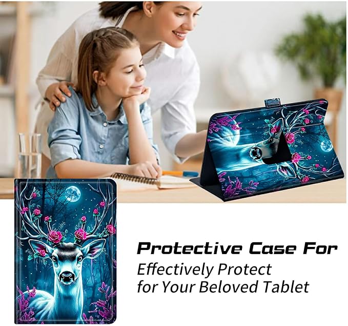 for Walmart Onn 10.1 2024 Onn 10.1 Gen 4 Universal Tablet Case 360 Degree Rotating Kickstand Protective Stand Case with Multiple Viewing PU Leather Shell Case Black Book Cat