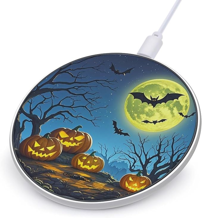 Strange Night Wireless Charger Portable 10W Fast Wireless Charging Pad Compatible with Phone Ultra-Thin Charging Station Lightweight Charger Mat for Travel Home Office Desk