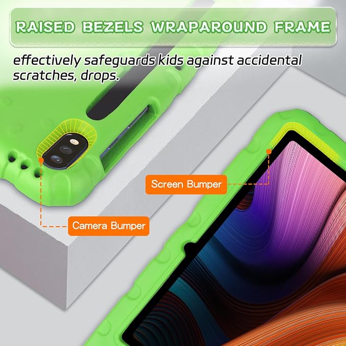 Heavy Duty Kids Case for Samsung Galaxy Tab S7 FE/S7 Plus/S8 Plus 12.4 inch | Rugged Protection Cover for Galaxy Tab S8+/Tab S7 FE/S7+ 2022/2021/2020 with S-Pen Holder Handle StandEVA Foam Rose Red