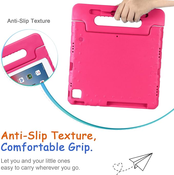Kids Case for iPad Pro 11 M5/M4 &amp iPad Air 11 (2026/2025/2024) Shockproof Case with Pencil Holder Techcircle Light EVA Foam Handle Stand Bumper Protective Child Friendly Drop Proof Cover Black