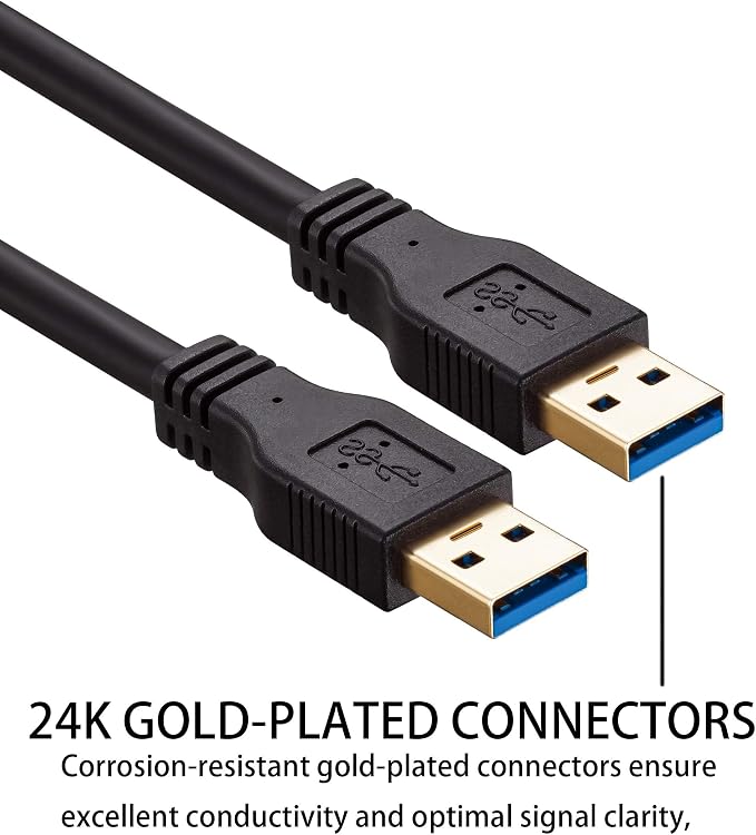 USB to USB Cable Male to Male 20 ft Long USB 3.0 Cable A to A for Data Transfer Hard Drive Enclosures Printer Modem Cameras