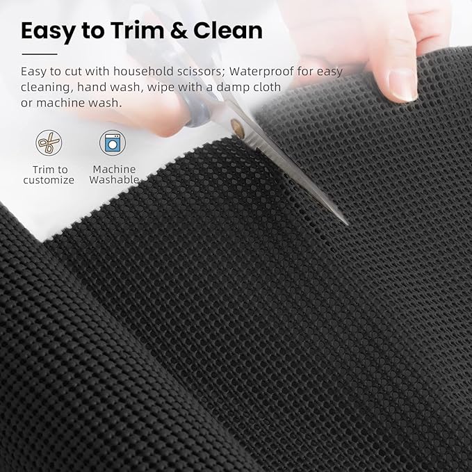 BAGAIL Drawer and Shelf Liner, 20 in X 10 Ft Non-Adhesive Shelf Liners for Kitchen Cabinets, Thick Strong Grip Liners for Desk, Shelves, Bathroom Drawers, Cabinet Protection - Black