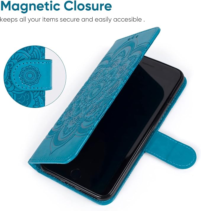 Case for Galaxy A42 5G Case Galaxy M42 5G SM-A426 Wallet Case with Tempered Glass Screen Protector Leather Flip Credit Card Holder Stand Phone Cover Cases for Samsung Galaxy A42 5G Blue