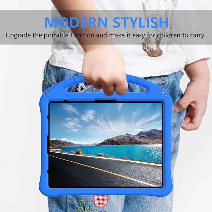 Kids Case for iPad Air 13 (2026/2025/2024) M4/M3/M2 &amp iPad Pro 13 2024 &amp iPad Pro 12.9 Cover 6th/5th/4th/3rd Gen (2022/2021/2020/2018) DIY Figures EVA Rubber Handle Stand Shockproof Bumper