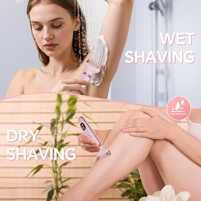 Electric Razors for Women, 4 in 1 Bikini Trimmer for Women, Wet & Dry Use Body Shaver, Nose Hair Face Eyebrow Arms Legs Armpit Underarm Pubic Area, Replaceable Lady Facial Razor Painless USB Charge