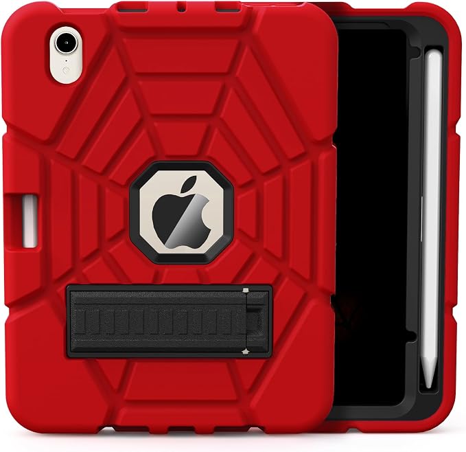 Grifobes Case for iPad mini 7th 2024 (A17 Pro) / Mini 6th Generation 2021 8.3 Heavy Duty Shockproof Cover with Pencil Holder Stand for i Pad Mini 7/6 Gen 8.3 inch Case (Black+Red+Red)