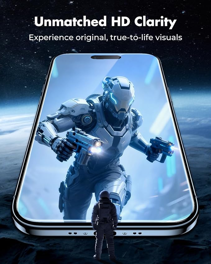 UNBREAKcable iPhone 15 Screen Protector 3-Pack Upgraded Dual-Tempered Glass + 3 Camera Lens Protectors Military-Grade 9H Hardness HD Clarity Anti-Fingerprint Case Friendly 6.1 Inch | Upgraded Du