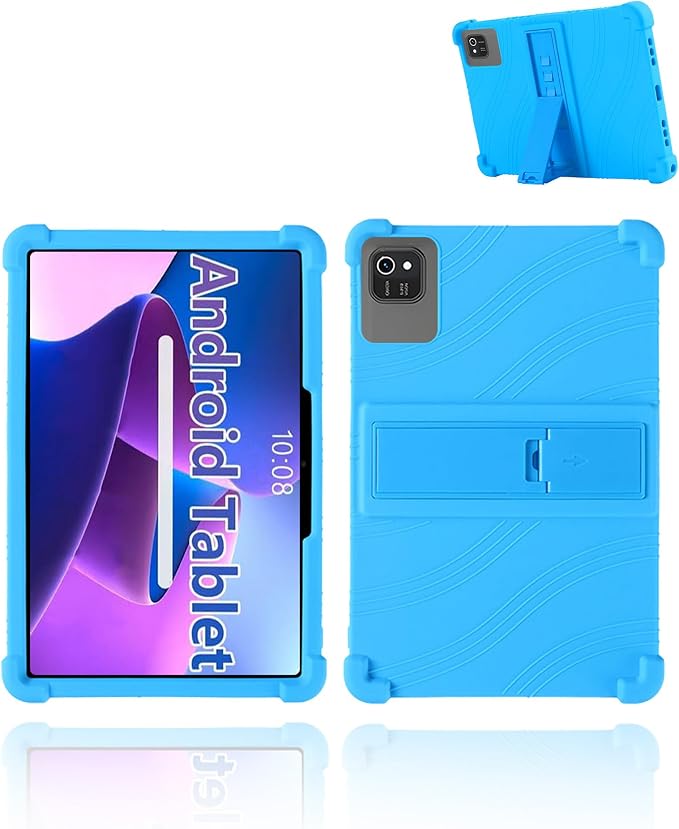 for kelankeke K10 Android 10-Inch TabletUYRUREL Skin-Friendly Soft Silicone Protective CaseFull Protection Against Drops and Scratcheswith Adjustable Viewing StandBlack.
