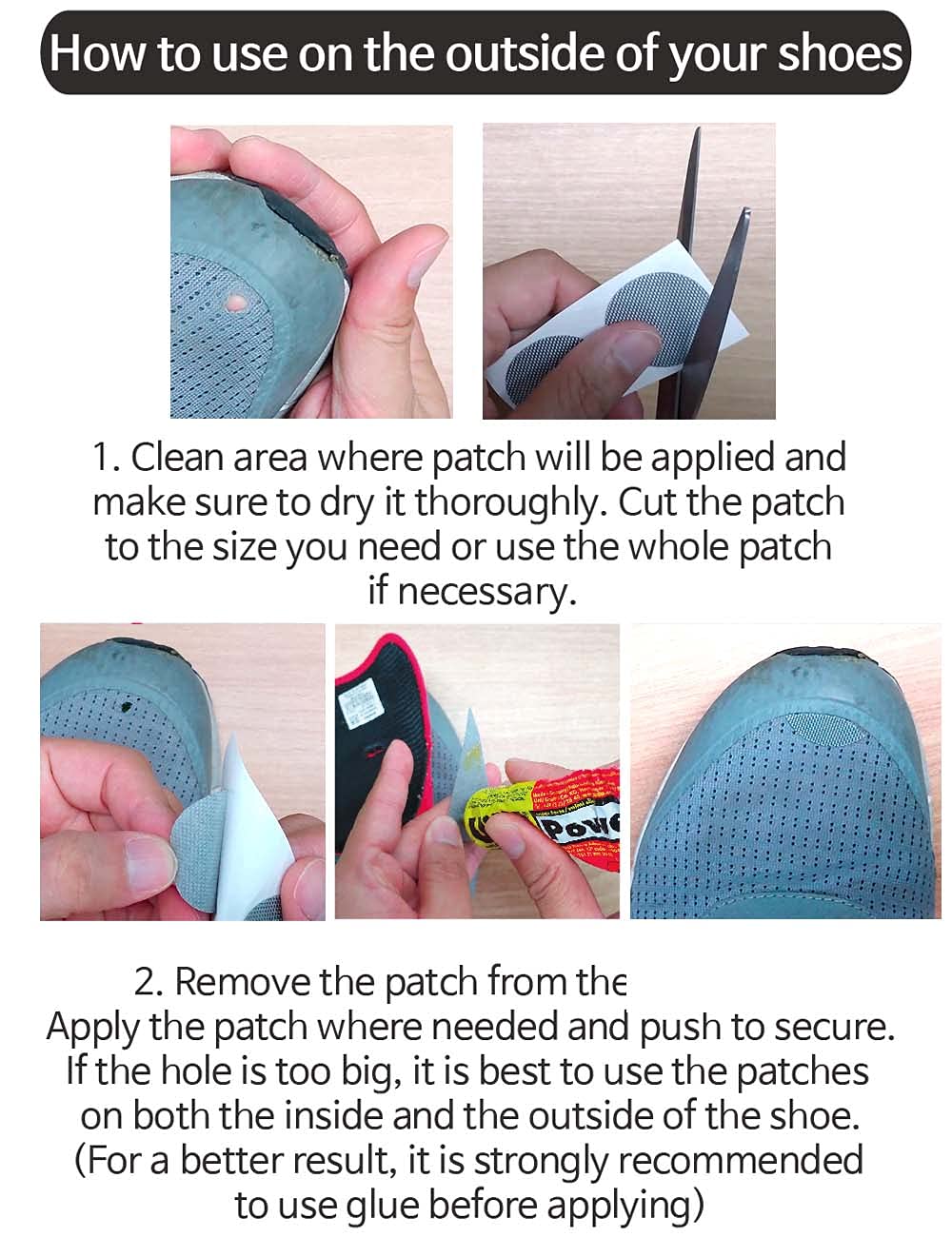 Circle Shape Shoe Hole Prevention Repair Patches/Inserts for 12 Holes (Black)