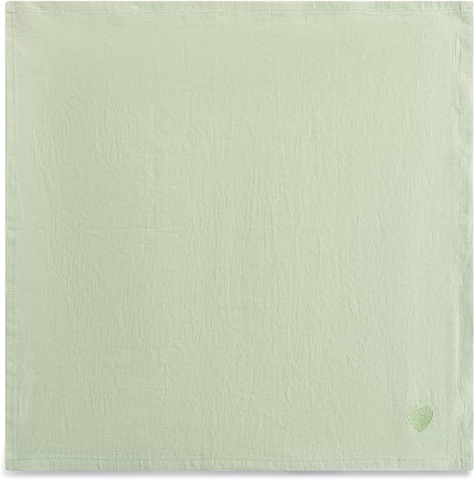 100% Linen Napkins Set of 4 -Sage Green Cloth Dinner Napkins, Embroidered, Washable and Reusable, Elegant Table Decor for Summer Dining, Wedding & Special Occasions, 17.7 x 17.7 Inch