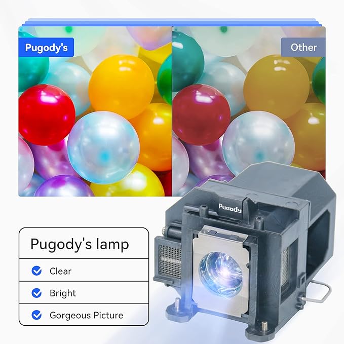 Pugody ELPLP57/V13H010L57 Replacement Projector Lamp Bulb for Epson brightlink 450wi 455wi Powerlite 450w 450wi 460 EB-440w EB-450W EB-450Wi EB-455Wi EB-460 EB-460i EB-465i H318a H343a with Housing