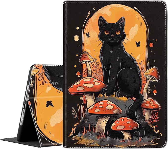 Case for iPad 9th/8th/7th Generation 2021/2020/2019 iPad 10.2 Inch Also Fit iPad Air 3th Gen 2019/iPad Pro 10.5 inch，Standing Cover with Auto Sleep/WakeCute Black Cat