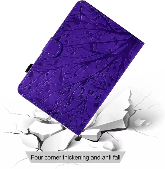 Case for Amazon Fire HD 8 &amp 8 Plus (12th/10th Generation 2024/2022/2020 Release) Pen Holder Premium PU Leather Stand Cover with Smart Auto Wake/Sleep Green Tress