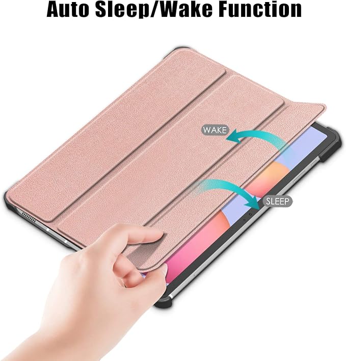 Case for Samsung Galaxy Tab S8 Plus 12.4 2022/S7 FE 2021/S7 Plus 2020 (SM-X800/X806/T730/T733/T736/T738/T970/T975/T976) Lightweight Tri-Fold Stand Thin Cover Auto Wake/Sleep Almond Blossom
