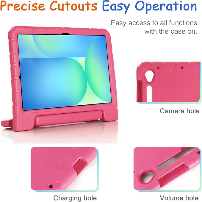 Kids Case for Samsung Galaxy Tab S10 FE Plus 13.1 (2025) Techcircle Handle Stand Light EVA Foam Bumper Protective Rugged Drop Protection Child Proof Cover Black