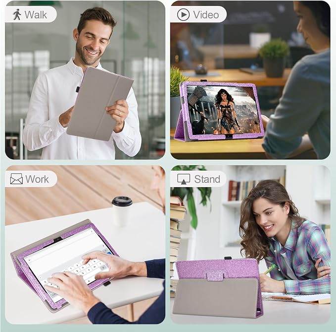 Case for T-Mobile Revvl Tab 2 Tablet - Folio Premium PU Leather Protective Stand Cover with Auto Sleep/Wake Almond Blossom