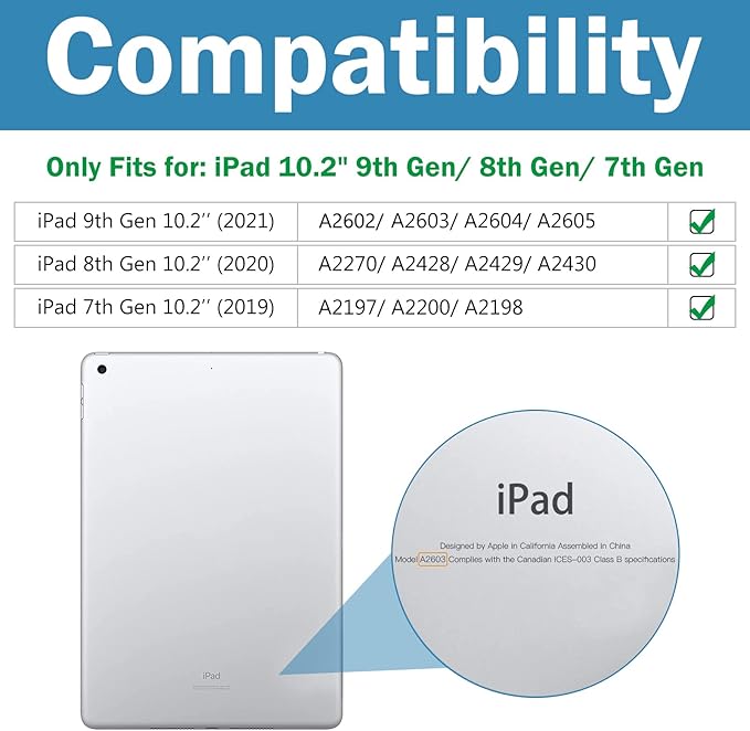 ProCase iPad 10.2 Case 2021 9th Gen/ 2020 8th Gen/ 2019 7th Gen Case with Tempered Glass Screen Protector Slim Stand Hard Shell Protective Smart Cover for 10.2” iPad 9th/8th/7th Generation -Black