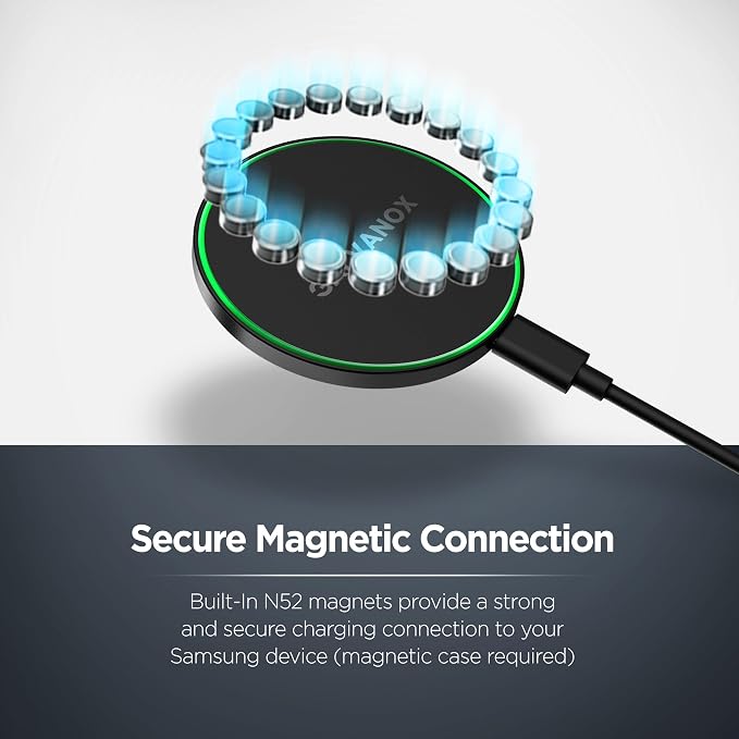 Galvanox Magnetic Wireless Charger for Samsung [Ultra-Slim] Fast Charging for Galaxy S26 Ultra S25 S24 Plus and Android Devices USB Type-C (10Ft)