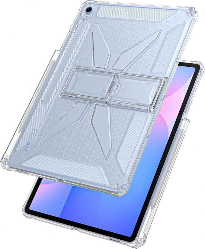 Clear Case for Samsung Galaxy Tab A11 8.7 2025 with Pencil Holder/Kickstand Soft TPU with Reinforced Corners‌ Shockproof Impact Resistant - Clear