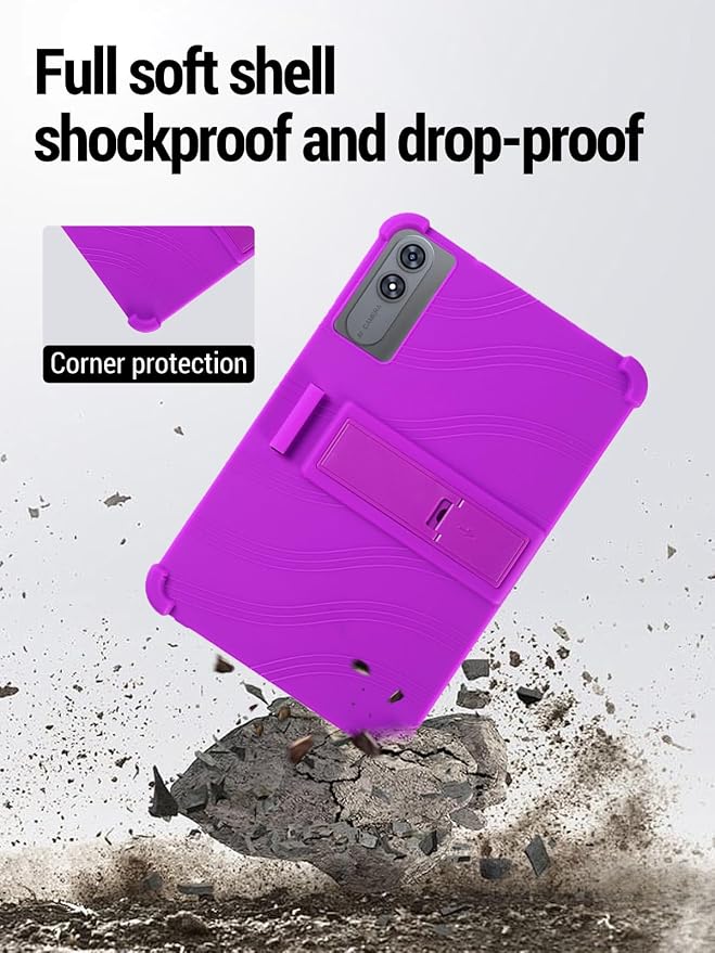 for TABWEE T60 Pro (13.4 Inch) Android 16 Tablet Protective case Shockproof Lightweight Silicone Protective Cover with Stand Child-Friendly Protection Easy to Clean Design Black.
