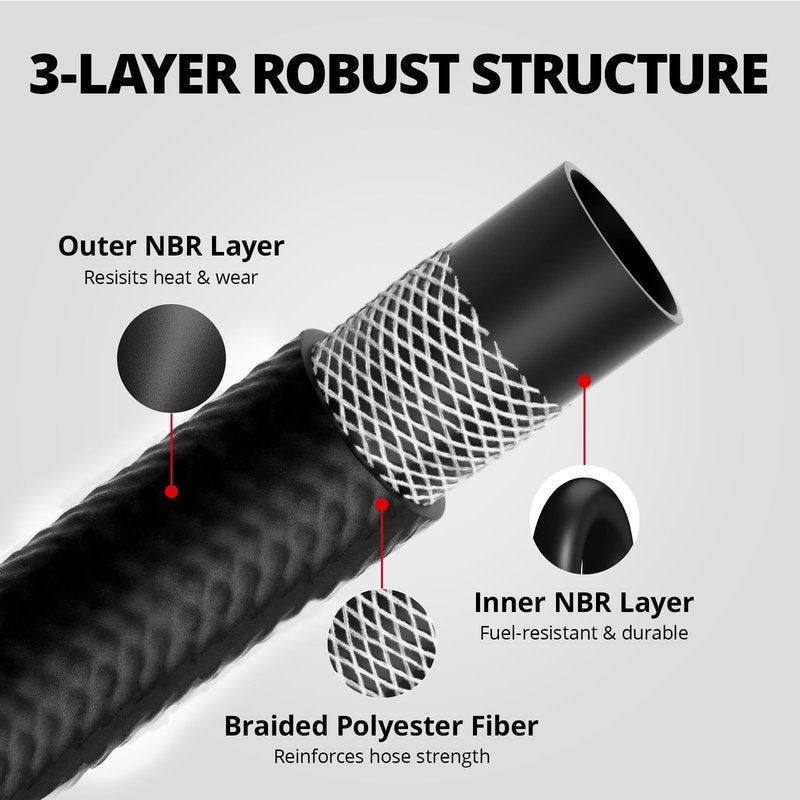 EVIL ENERGY 3/8" Fuel Hose Line Push Lock NBR Rubber SAE 30R7 10FT 300PSI
