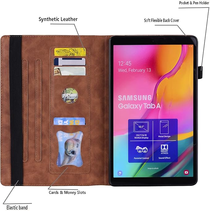 Dteck Wallet Case for Galaxy Tab S10+/S9+/S7 FE/S8+/S7 Plus 12.4 Tablet Premium PU Leather Folding Stand Auto Wake/Sleep Pen Holder Case with Hummingbirds