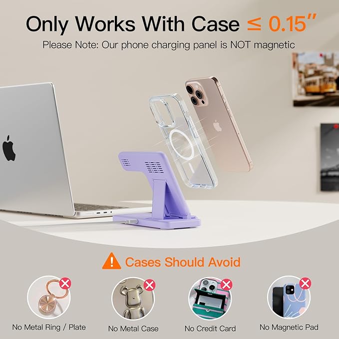 2025 3 in 1 Wireless Charger for iPhone 16 15 14 13 12 11 XR 8, Apple Charging Station for Apple Watch 10/9/Ultra/8/7/SE/6/5/4 & AirPods Series, Wireless Charging Station for Multiple Devices Apple