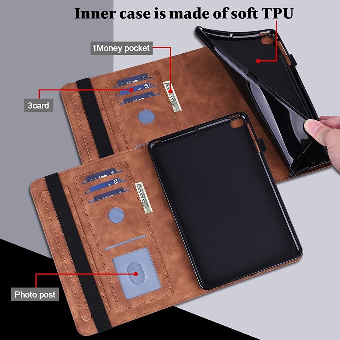 for Kindle Fire HD 8 Case 8th/7th/6th Generation (2016/2017/2018) with Stand/Pencil Holder/Pockets [Auto Wake/Sleep] Magnetic Smart Embossed Floral PU Leather Shockproof Cover Brown Flower