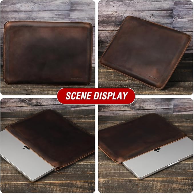 Top Grain Leather 12.9 Tablet Sleeve Slim Protector Vintage Design Fully Handmade Compatible with 12.9 iPad Pro 3/4/5/6 Gen Fits A2233 A2069 A2378 A2379 A2461 A2462 Coffee 12.9 Inch