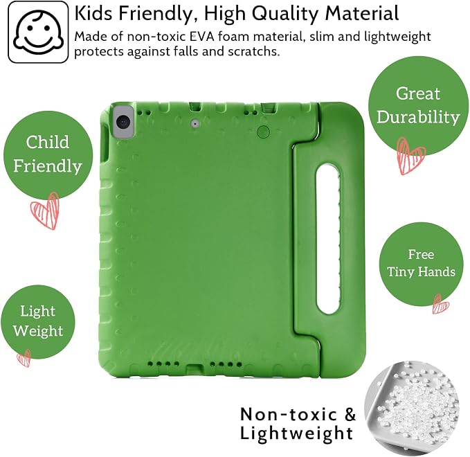 Dteck Kids Case for iPad 10.2 - Shockproof Rugged EVA Handle Stand Child Proof Case for iPad 9/8/7 Generation Black