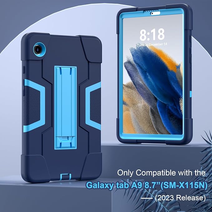 case for Galaxy Tab A9 8.7 2023 Case Hard PC Soft Silicone Kickstand Rugged Heavy Duty High Impact Protective Case for Samsung Galaxy Tab A9 8.7 Inch 2023 SM-X110 SM-X115 Black